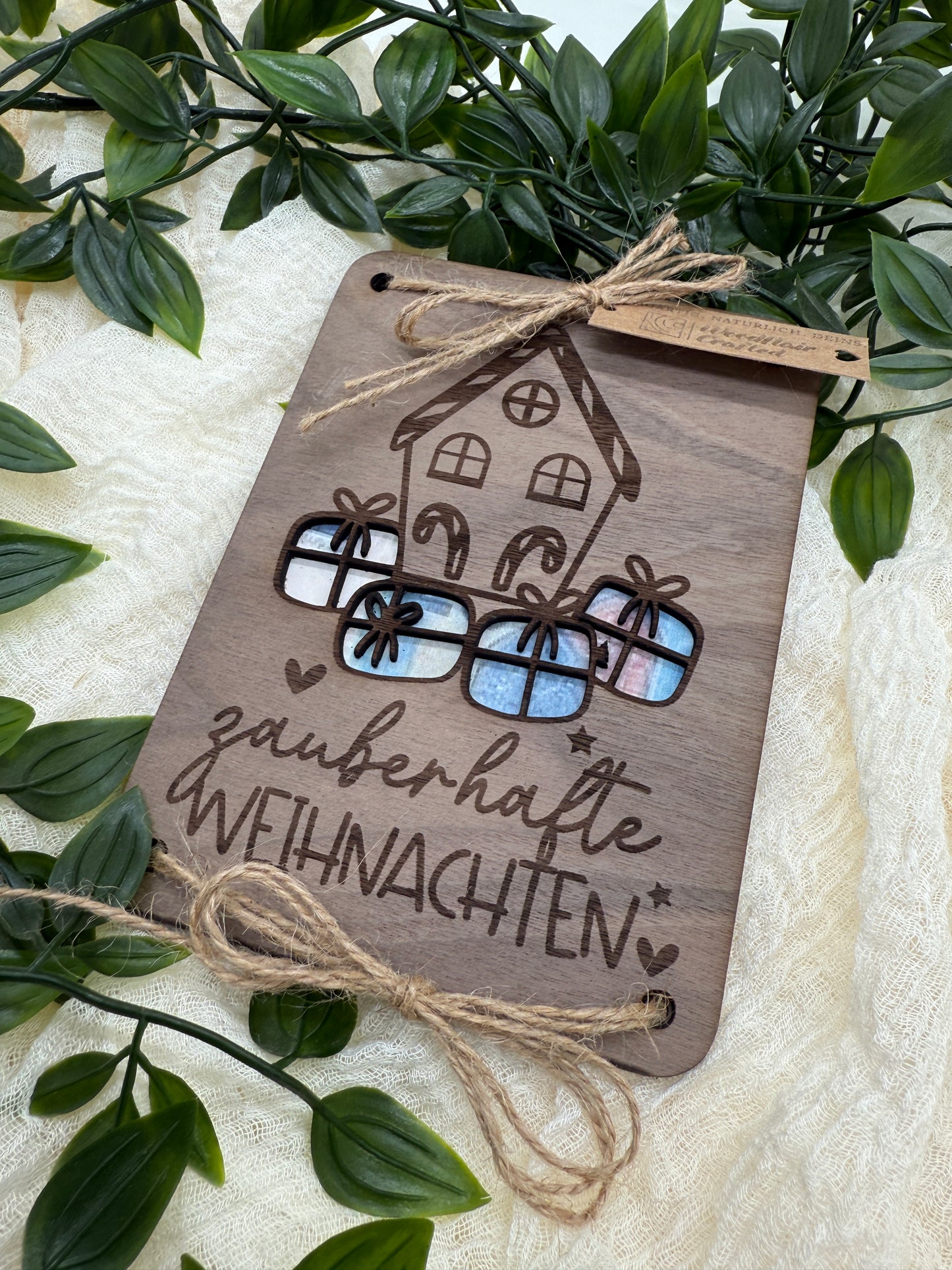 Geldgeschenkkarte "Zauberhafte Weihnachten" I Holz I Personalisierte Geldgeschenkkarte I Handgemacht I Nachhaltige Geschenkidee
