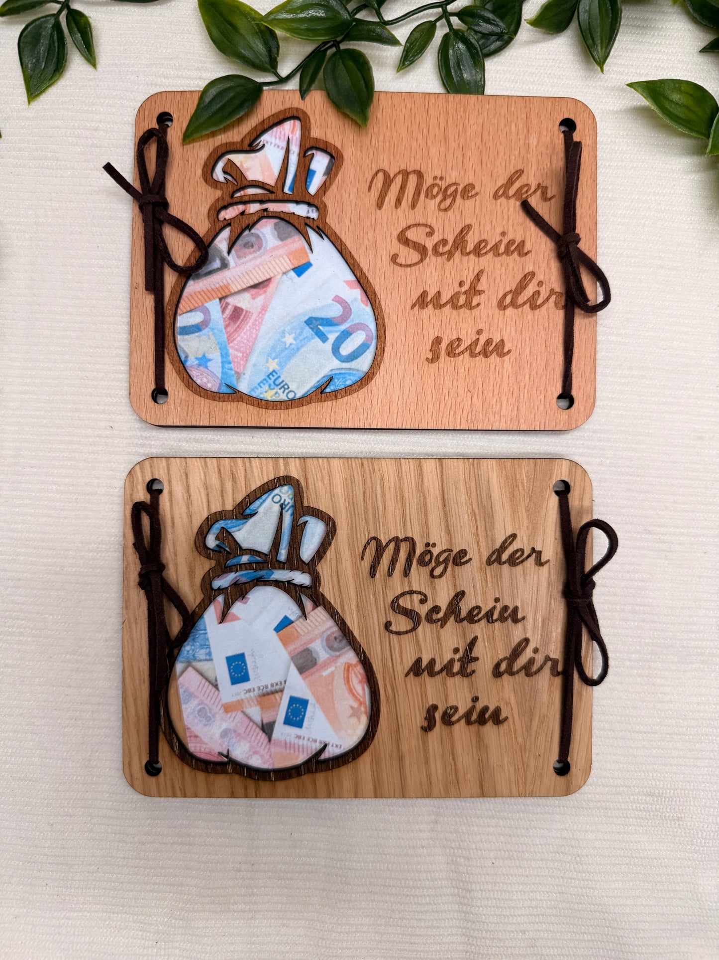 Geldgeschenkkarte "Möge der Geldschein mit dir sein" I Holz I Personalisierte Geldgeschenkkarte I Handgemacht I Nachhaltige Geschenkidee