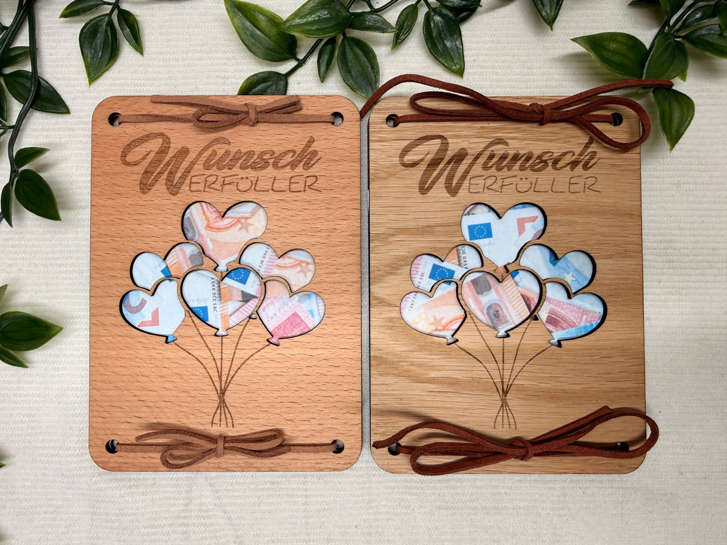 Geldgeschenkkarte "Wunscherfüller" I Holz I Personalisierte Geldgeschenkkarte I Handgemacht I Nachhaltige Geschenkidee