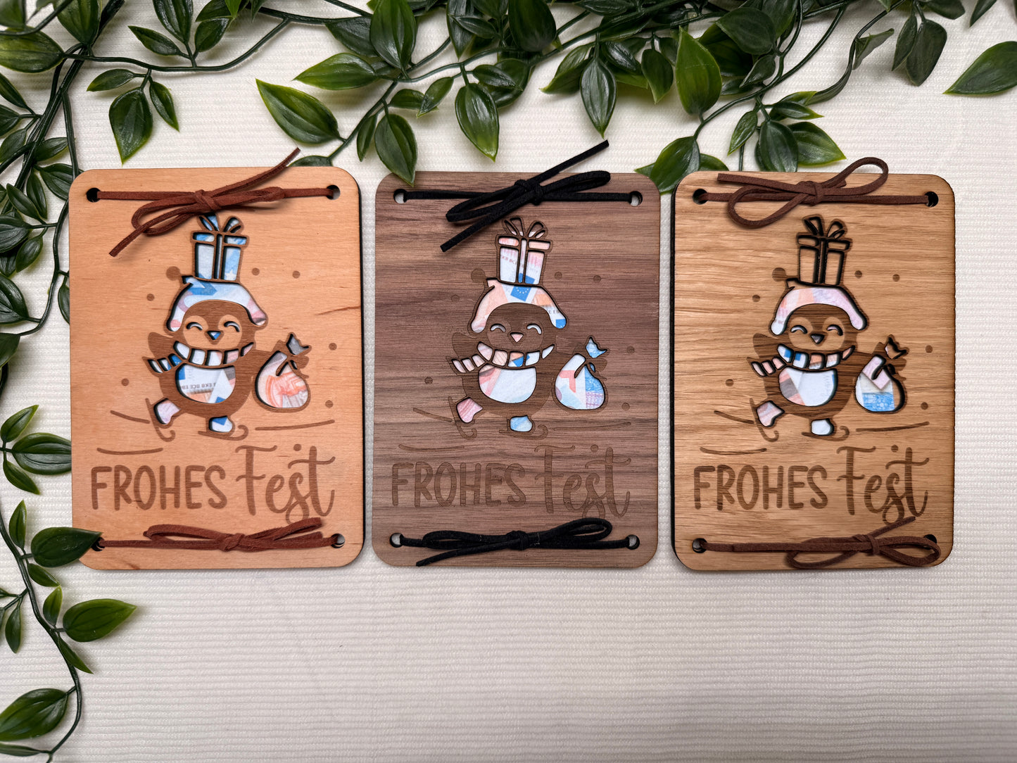 Geldgeschenkkarte "Frohes Fest" I Holz I Personalisierte Geldgeschenkkarte I Handgemacht I Nachhaltige Geschenkidee