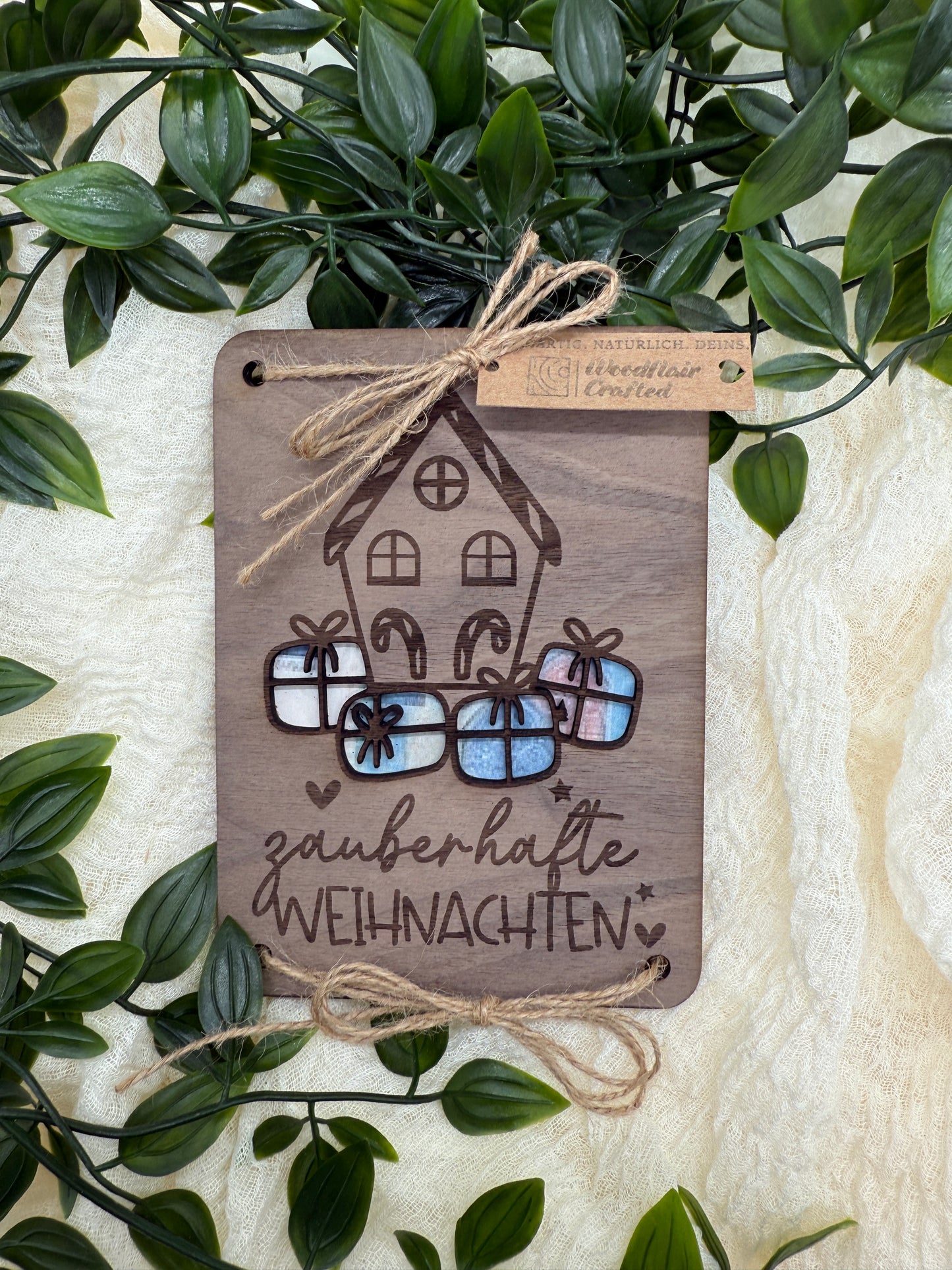 Geldgeschenkkarte "Zauberhafte Weihnachten" I Holz I Personalisierte Geldgeschenkkarte I Handgemacht I Nachhaltige Geschenkidee