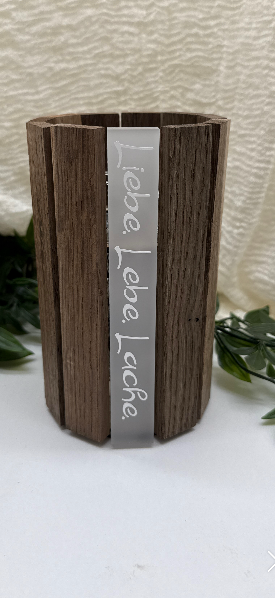 Tischlampe I Dekoleuchte aus Klötzchen | Personalisiertes Windlicht Holz | Tischlaterne aus Eichenholzkloetzchen