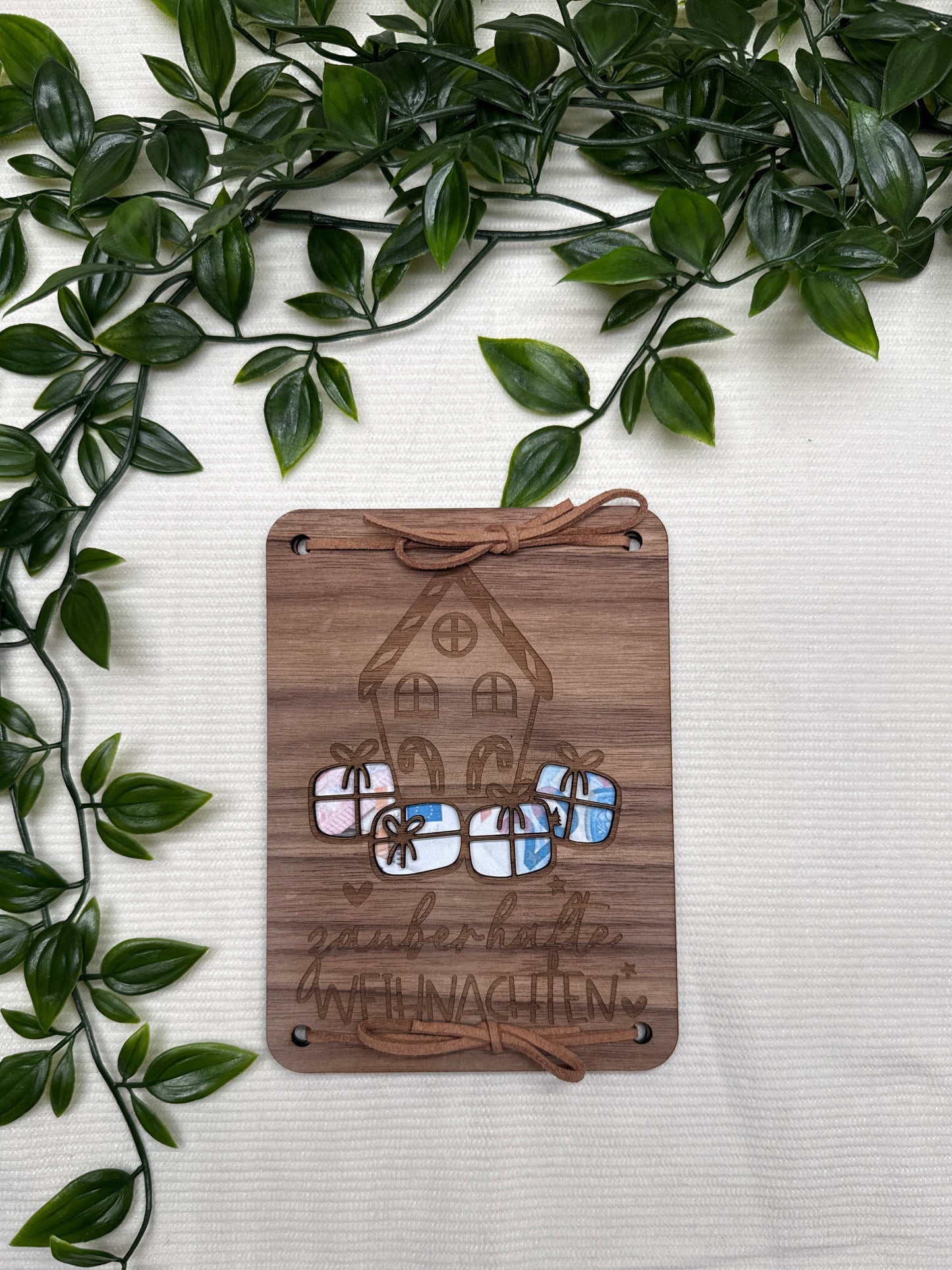 Geldgeschenkkarte "Zauberhafte Weihnachten" I Holz I Personalisierte Geldgeschenkkarte I Handgemacht I Nachhaltige Geschenkidee