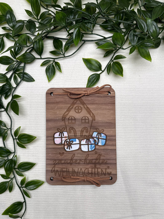 Geldgeschenkkarte "Zauberhafte Weihnachten" I Holz I Personalisierte Geldgeschenkkarte I Handgemacht I Nachhaltige Geschenkidee