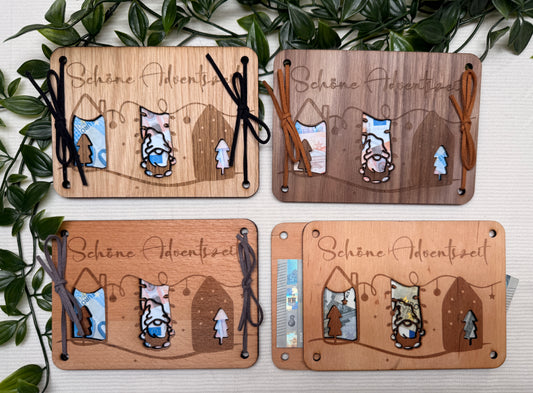 Geldgeschenkkarte "Schöne Adventszeit" I Holz I Personalisierte Geldgeschenkkarte I Handgemacht I Nachhaltige Geschenkidee