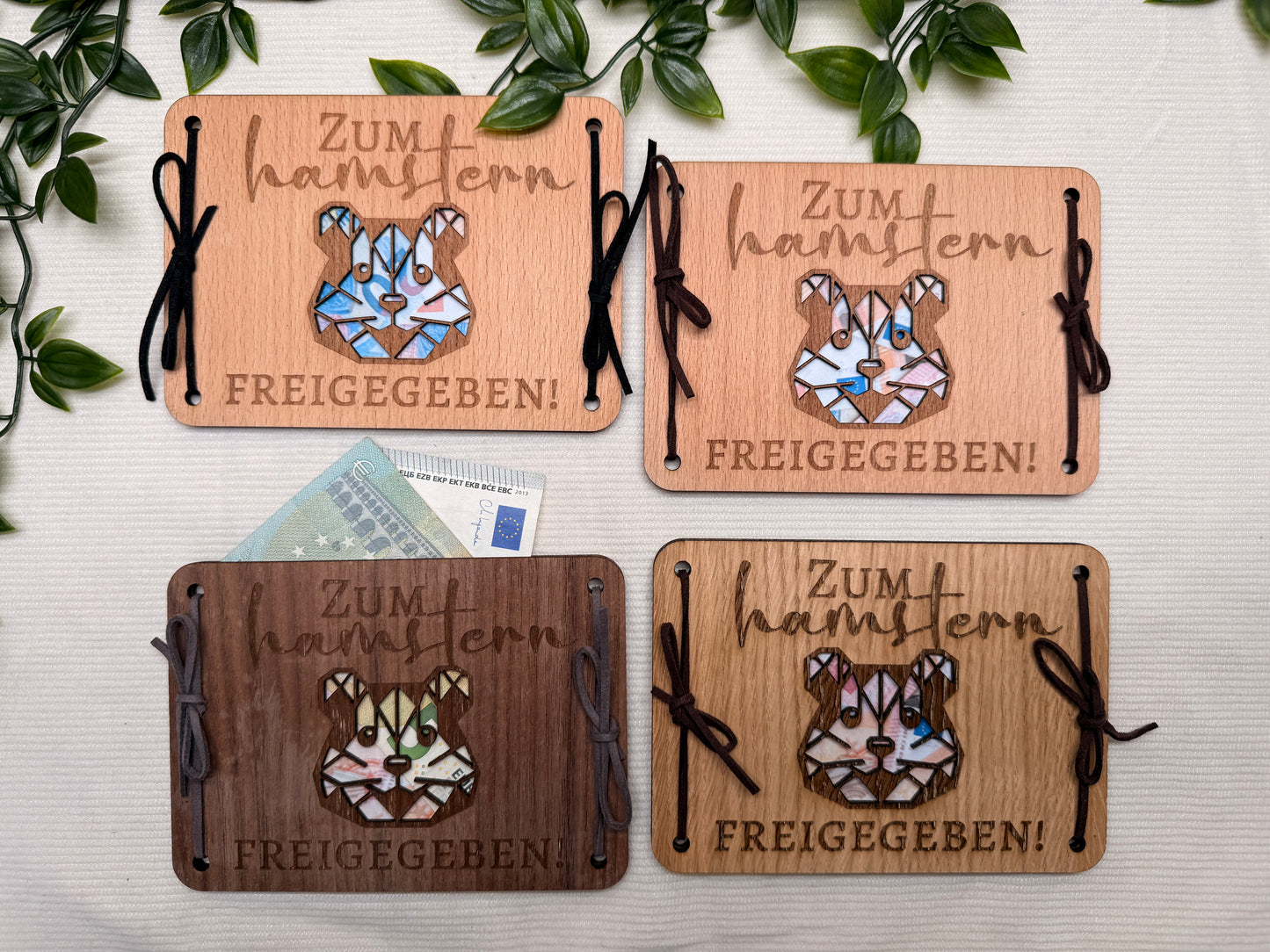 Geldgeschenkkarte "Zum hamstern freigegeben" I Holz I Personalisierte Geldgeschenkkarte I Handgemacht I Nachhaltige Geschenkidee