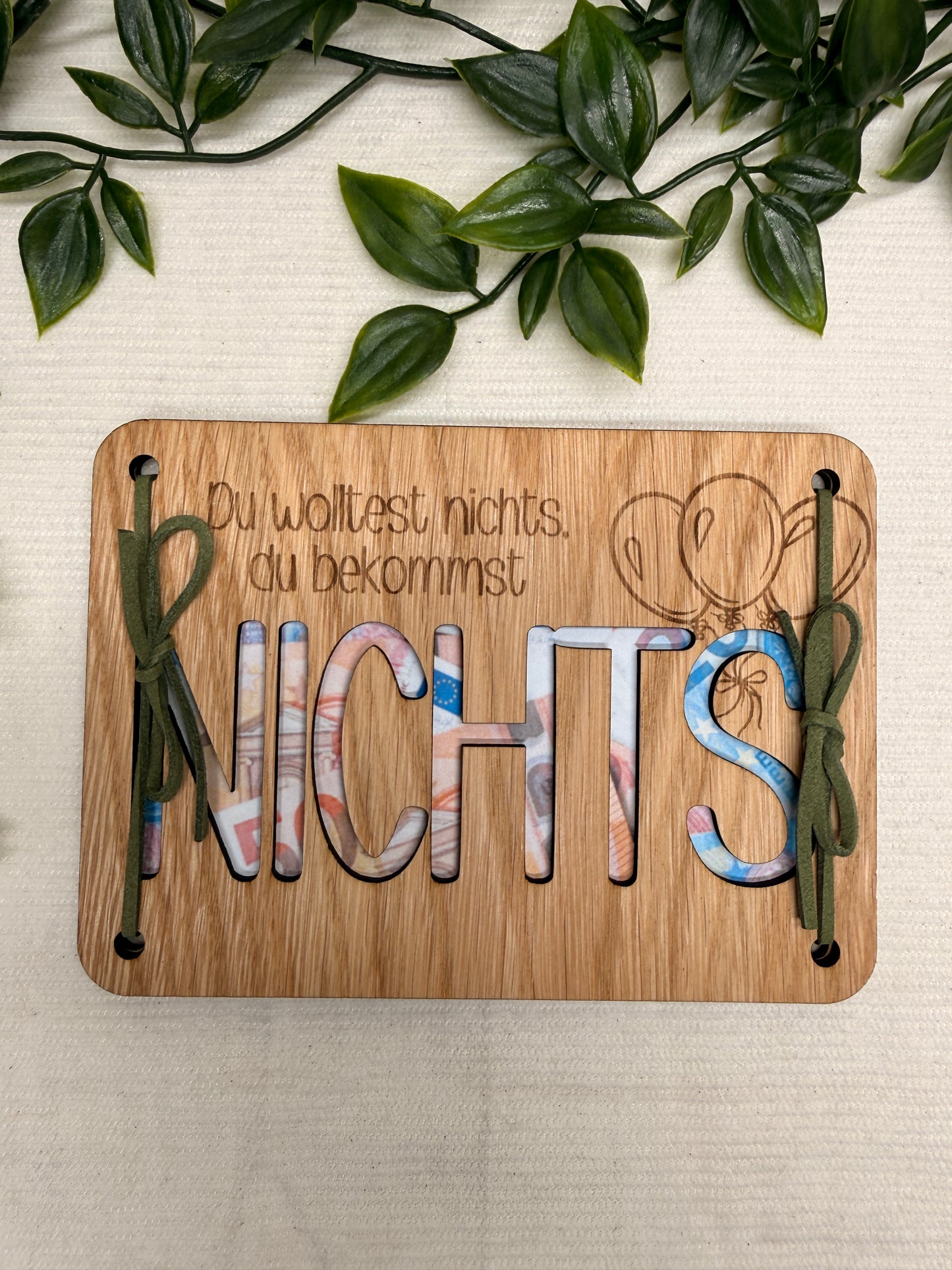 Geldgeschenkkarte "Du wolltest NICHTS" I Holz I Personalisierte Geldgeschenkkarte I Handgemacht I Nachhaltige Geschenkidee