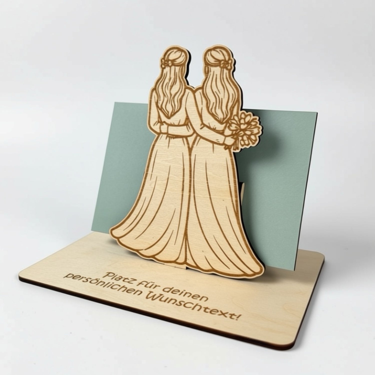 Grußkartenhalter aus Holz für lesbische Hochzeit